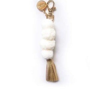 Packed Party The Details Pom Pom Keychain White NWT